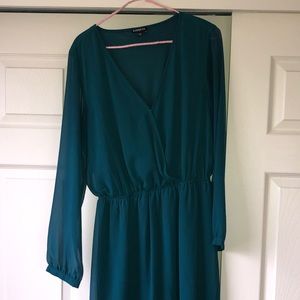Long sleeve v neck dress